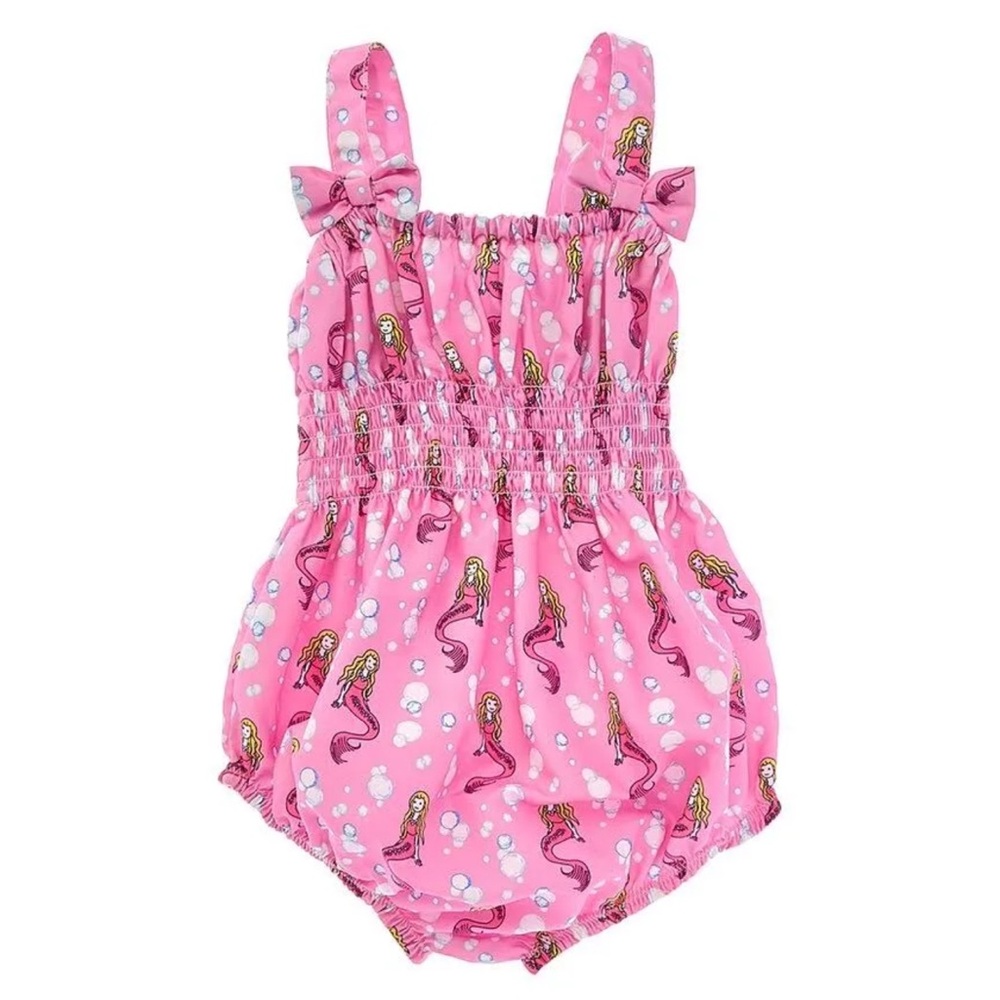Rachel Riley Girls Pink Mermaid Beach Bubble - Size 18M